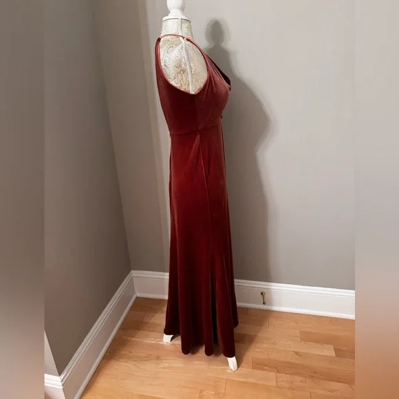 Jenny Yoo English Dusty Rose Sullivan Dress Size 0 Stretch Velvet - Picture 6 of 16